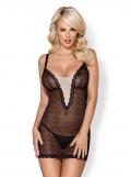 811-CHE-1 Chemise schwarz/beige