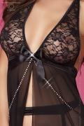 Langes Babydoll CR3585 schwarz