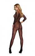 Netz-Bodystocking schwarz mit Leopardenmuster