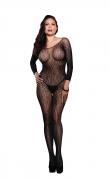 Netz-Bodystocking schwarz mit Leopardenmuster